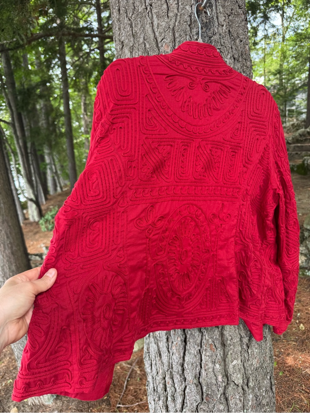 Chico's Red Ribbon Textured Jacket M/L - Picture 8 of 14